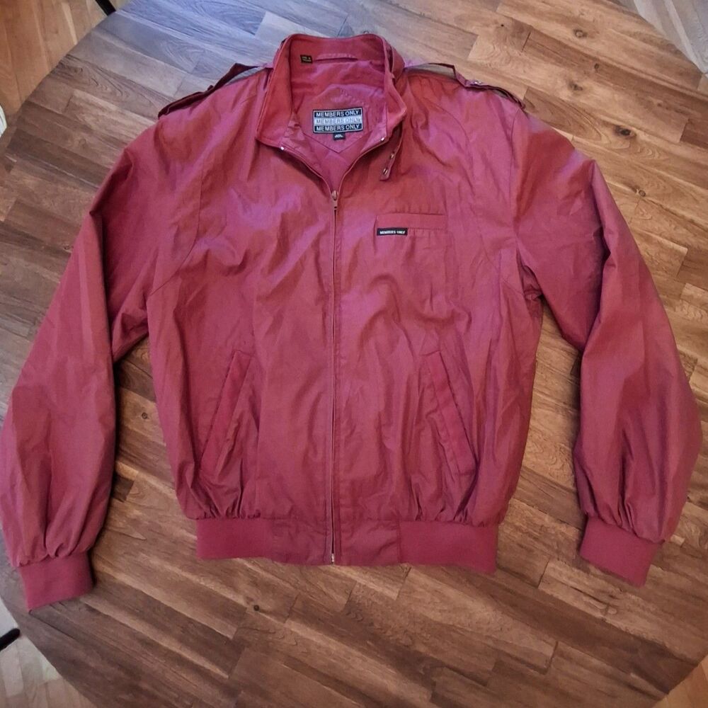 Vintage 80s Members Only Burgundy Racer Jacket 40L Retro Bomber Windbreaker